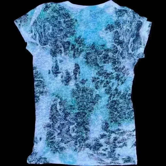 R23 Burn Out Tee Acid WashY2K Snake Animal Print Blue White Semi Sheer Retro L - Picture 3 of 7